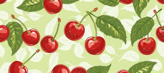Cherry berries texture for fabric, paper, wallpaperabstract fruit pattern banner background.