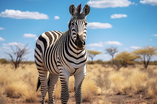 Wildlife photography of a zebra in a field