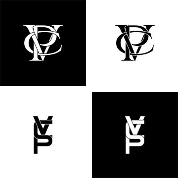 vcp lettering initial monogram logo design set