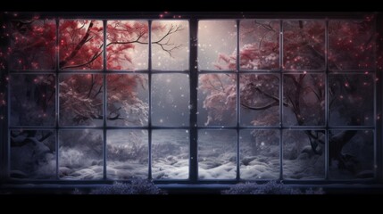 The frost background on the window is in navy burgundy