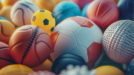 soccer balls in a football field. football concept. 3 d rendering
