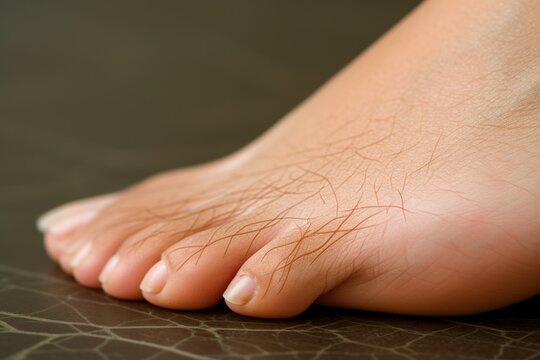 Close up of a hairy foot with long toes