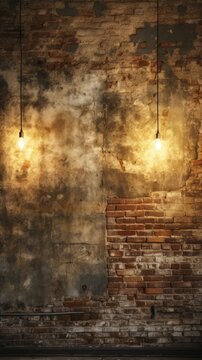 Two vintage light bulbs hanging on a brick wall
