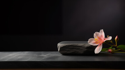 Fototapeta premium Luxury Product Showcase with Black Stone Material.