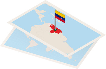 Venezuela map and flag