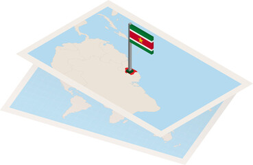 Suriname map and flag