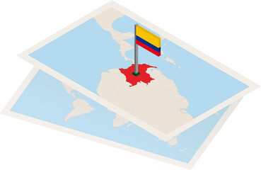 Colombia map and flag