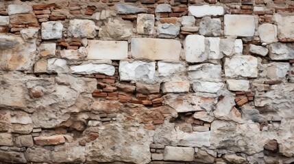 Old weathered brick and stone wall texture background