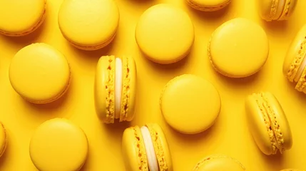 Fototapete Rund Yellow Background with macarons © Various Backgrounds