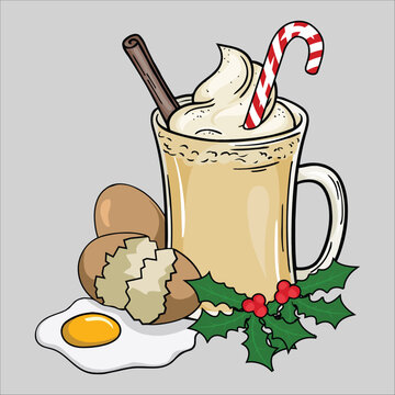 Eggnog Christmas food icon and logo, vector