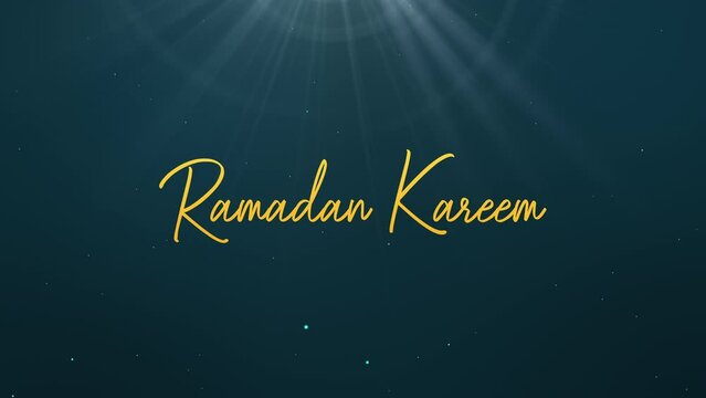 Ramadan Kareem animation celebration drawing text, gold animated text with bokeh colorful background