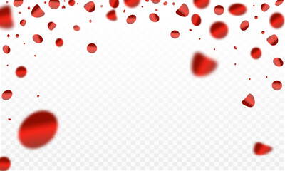 Red confetti isolated on transparent background. Vector illustration.