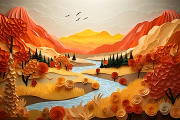 Fotobehang a paper cut out of a river © Vladimir