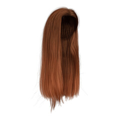 3d render long straight red hair isolated