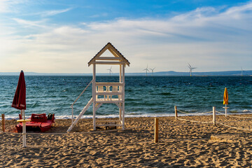 tramonto estivo visto dall'isola di San Pietro di Taranto, Puglia, Salento, Italia