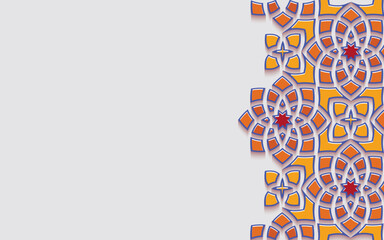 Islamic arabesque greeting card for Ramadan Kareem,color geometric abstract ornamental patterned background