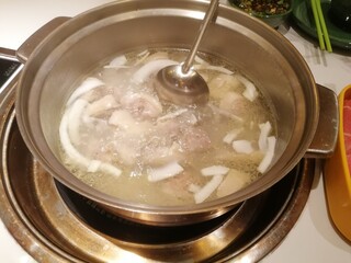 Coconut chicken soup with meat hotpot