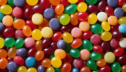 Obraz premium Colorful Candy Assortment on Full Frame Background with Jellybeans