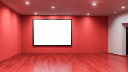 empty room with red curtains