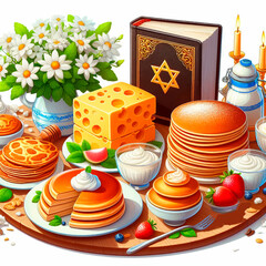 holiday table, sweet, dairy, Shavuot, Torah