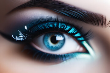 Fototapeta premium Close-up of a Womans Blue Eye