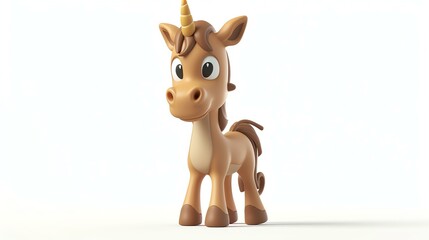 A whimsical and charming 3D illustration of a cute centaur, with a friendly smile and vibrant colors, set against a crisp white background. Perfect for children's books, fantasy-themed desig