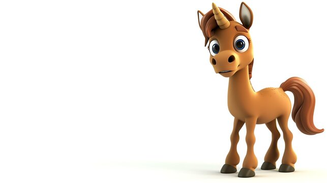 A delightful 3D rendering of a cute centaur set against a clean white background. This enchanting mythical creature merges the grace of a horse with the innocence of a human child, capturing