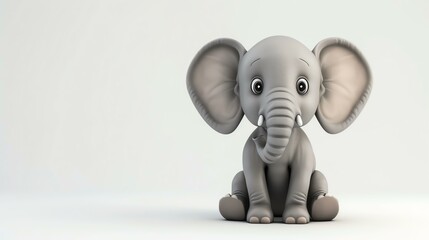 A whimsical and adorable 3D elephant, expertly crafted to add charm to any project. With its endearing smile and playful eyes, this lovable creature brings a touch of joy to your designs. Pe