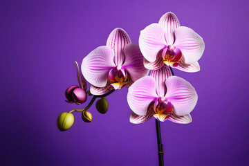 Two Pink Orchids on a Purple Background
