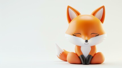 A delightful 3D render of a cute fox, with its fluffy fur and adorable face, standing against a pristine white background. This charming creature will add a touch of whimsy to any project or