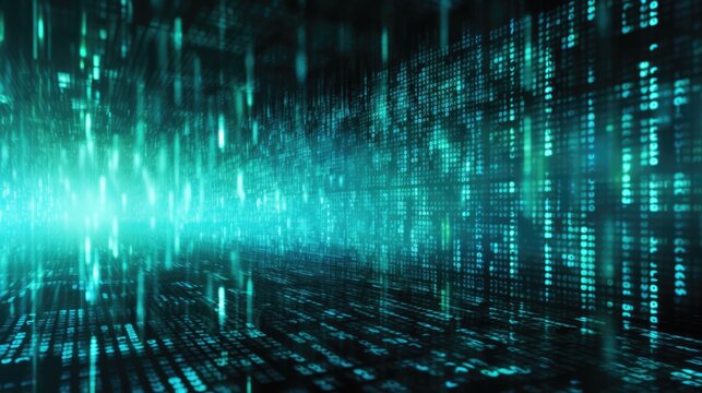  Background binary code is in aqua color