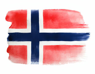 Watercolor painting flag of norway