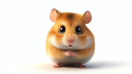 A charming 3D render of a lovable hamster, showcasing its adorable features and playful personality on a clean white background. Experience the cuteness overload with this delightful stock i