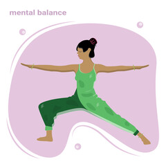 Girl doing meditation exercises and keeping balance