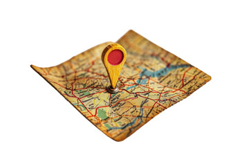 Map With Pin in the Center. A map depicting a location with a pin placed precisely in the middle of it.