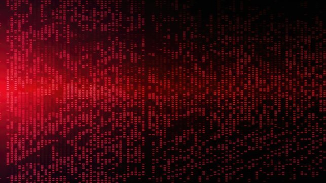 Background binary code is in crimson color