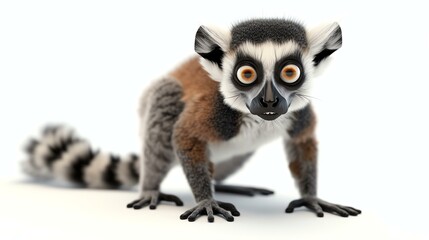 A delightful 3D rendering of a cute lemur, showcasing its adorable features in high detail. Perfect for nature enthusiasts and children's publications.