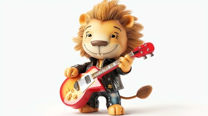 A fierce 3D lion, with an adorable twist, takes the stage as a rock star! Sporting a cool leather jacket and strumming a guitar, this cute lion is ready to rock & roll. Perfect for adding a