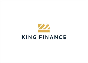 Crown King with Financial Growth logo design vector illustration