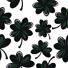 st patrick's day seamless pattern of four and three foxes of different sizes drawn in black, for poster, design or packaging