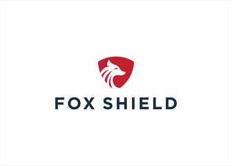 Fox Shield logo design vector illustration