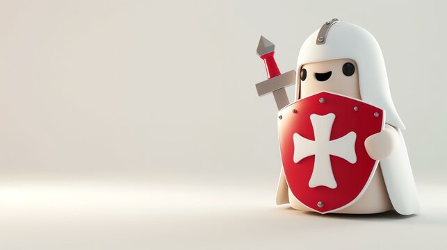 An adorable 3D rendering of a charming templar, designed with irresistible cuteness. This lovable character is perfect for adding a touch of sweetness and charm to any project.