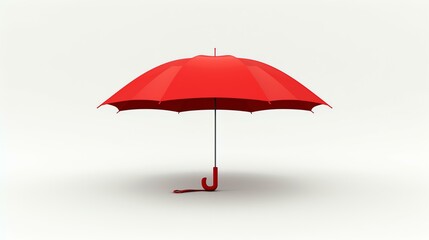 A vibrant 3D rendered icon of a red umbrella, adding a touch of color and sophistication to any design. This eye-catching image, isolated on a clean white background, is perfect for visualiz