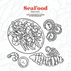 Hand Drawn Seafood Elementes