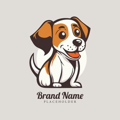 Sitting Brown Puppy Dog Logo Template