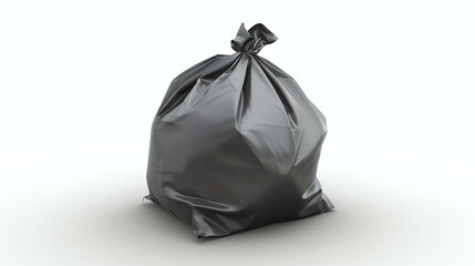 A sleek and modern 3D rendered icon of a grey trash bag, designed to add a touch of professionalism to any project. Perfect for websites, presentations, and infographics. - obrazy, fototapety, plakaty