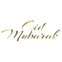 Eid Mubarak golden text isolated on white