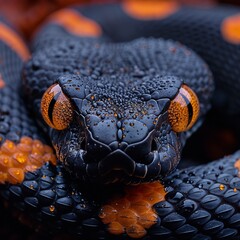 Orange Eyes Embrace: The Black Serpent's Gaze