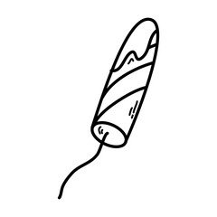 Personal hygiene item for menstruation. Blood-stained tampon.