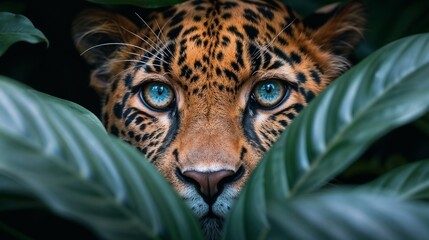 Jungle Hideaway: Leopard's Enigmatic Eyes - obrazy, fototapety, plakaty